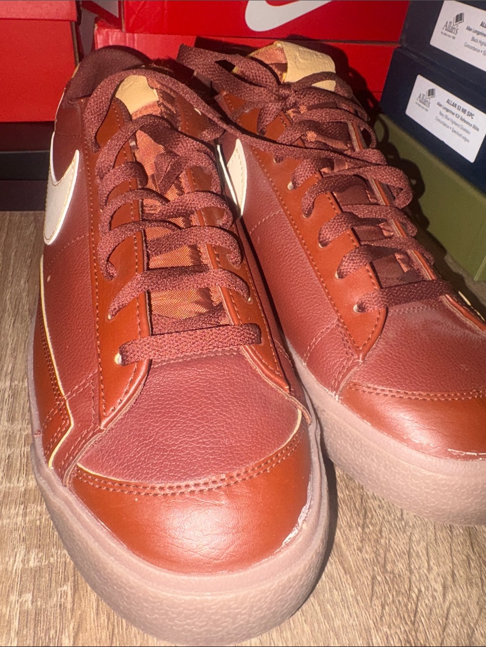 Nike Men's Brown Leather Low-Top Sneakers - Size 13